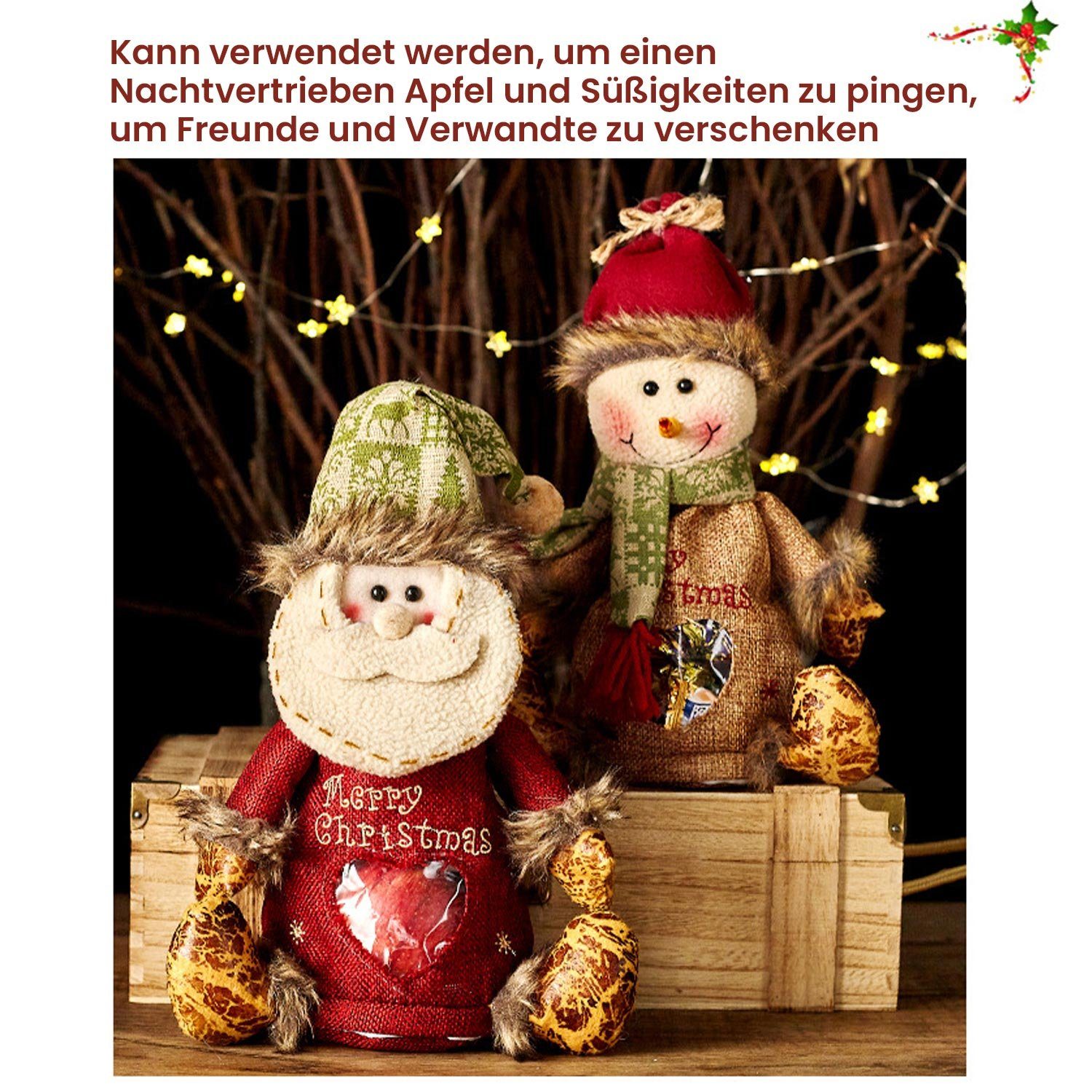 TOPMELON Aufbewahrungstasche 3-St Weihnachts-Leckerli-Beutel Apfeltüten