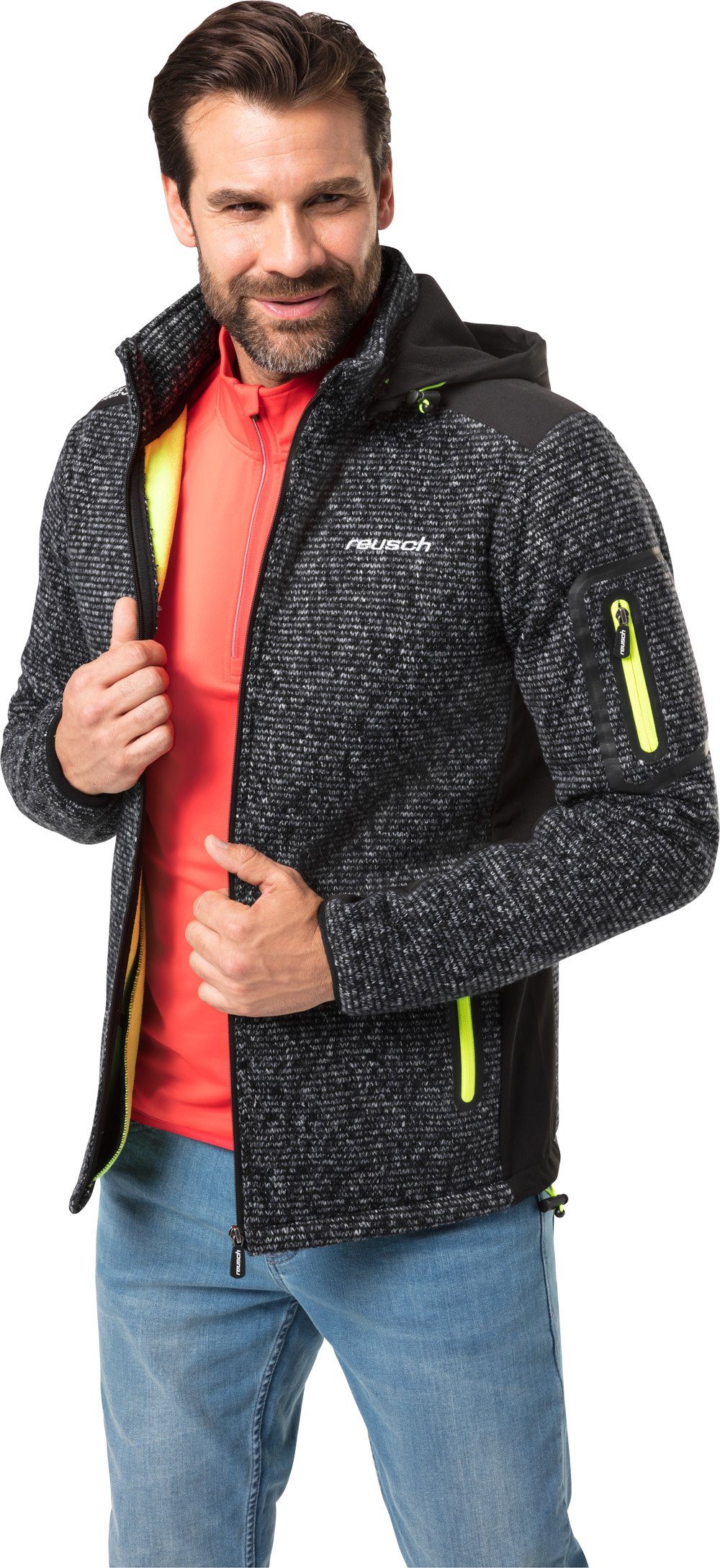 Reusch Funktionsjacke mit Stehkragen, abnehmbarer Kapuze und innen kuschligem Fleece