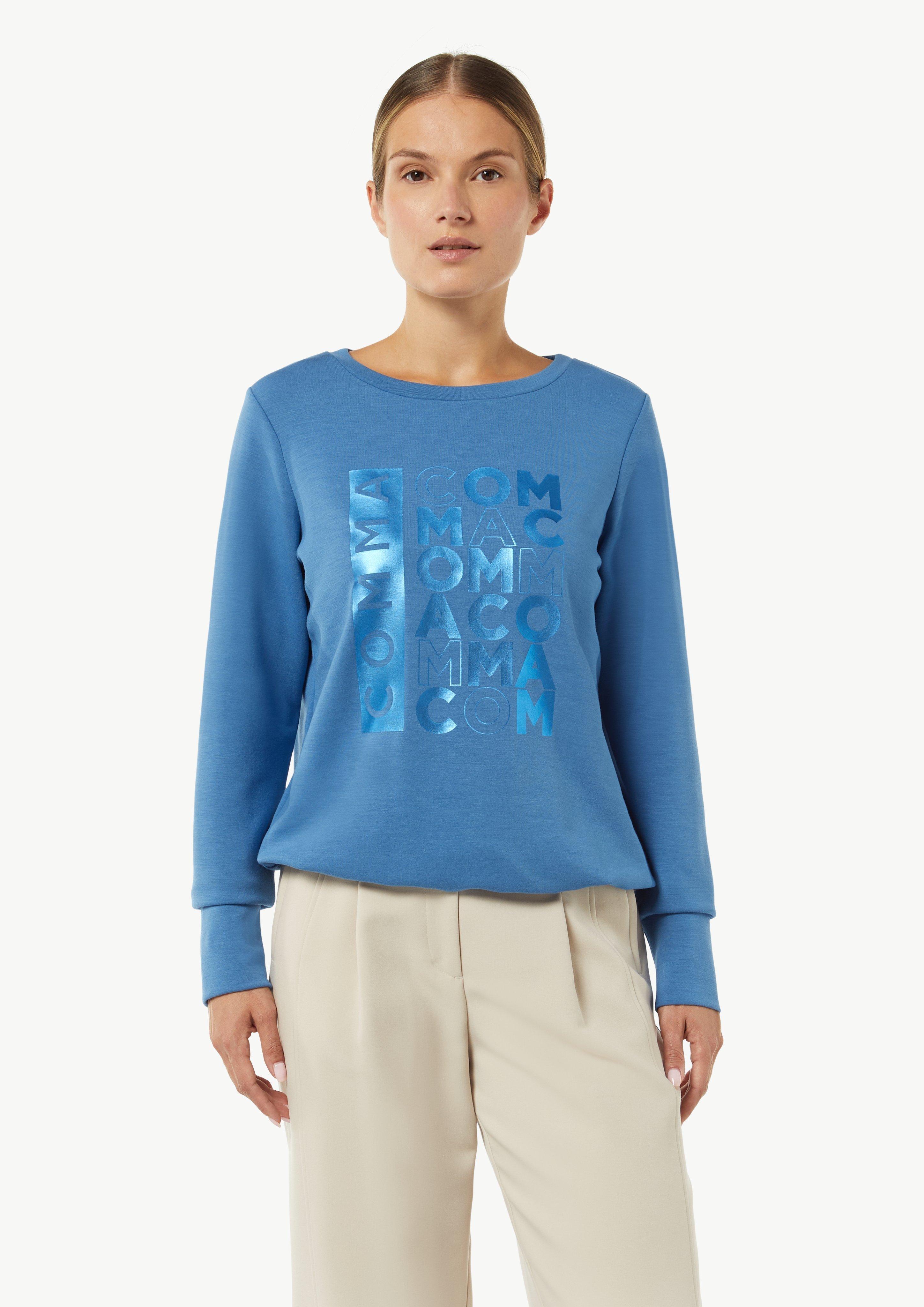 Sweatshirt mit Tunnelzug im Saum - blau