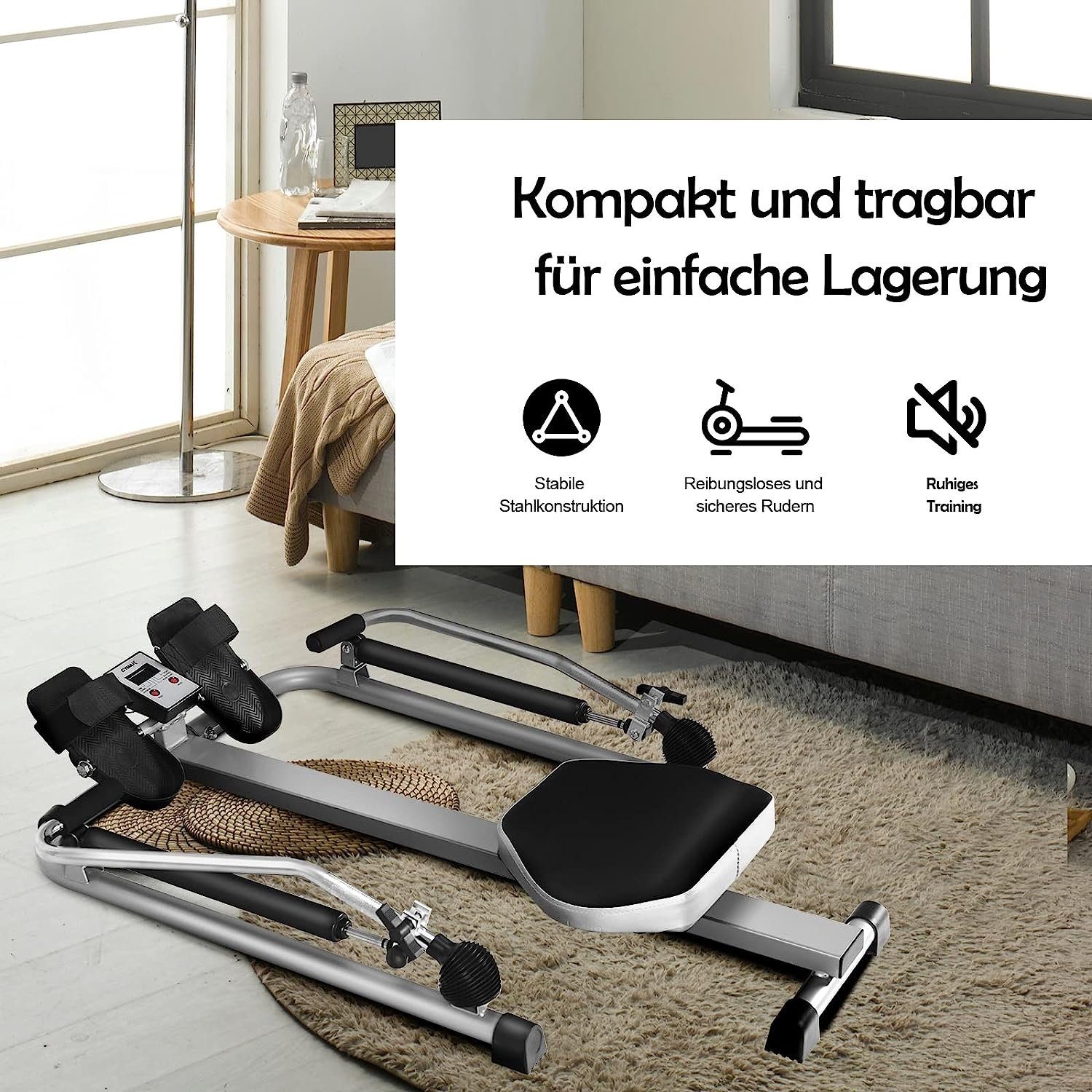 KOMFOTTEU Ruderzugmaschine Fitness Rudergerät, bis zu 100kg