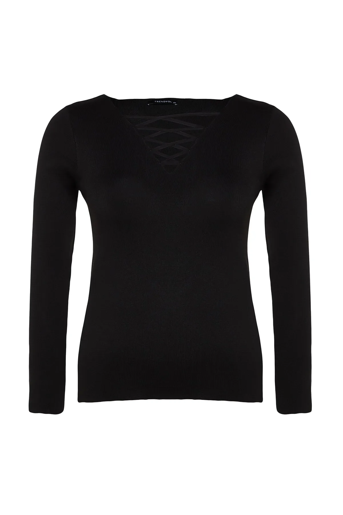 Trendyol Curve  Schwarzer Cross-Britted-Strickpullover