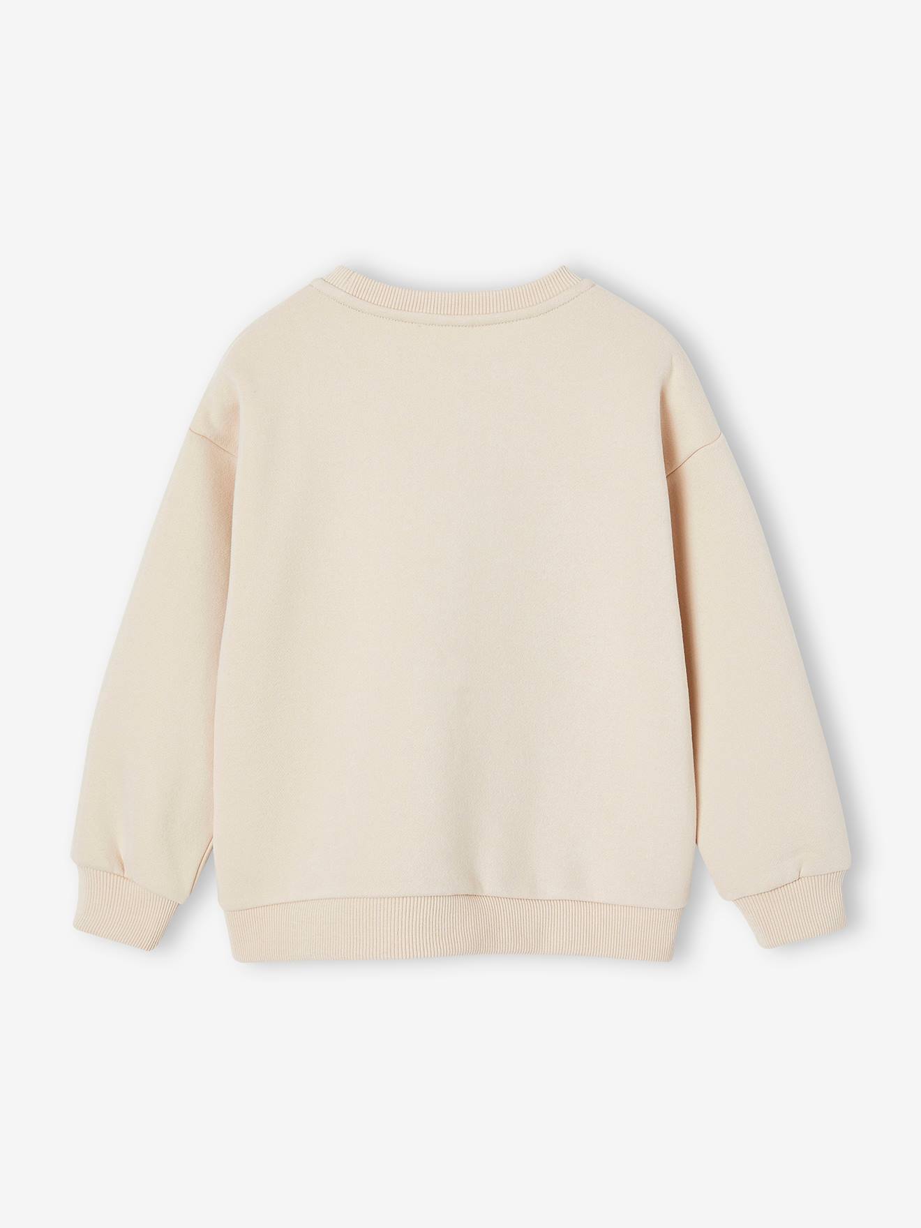 Sweat motif mammouth détails en bouclettes garçon beige