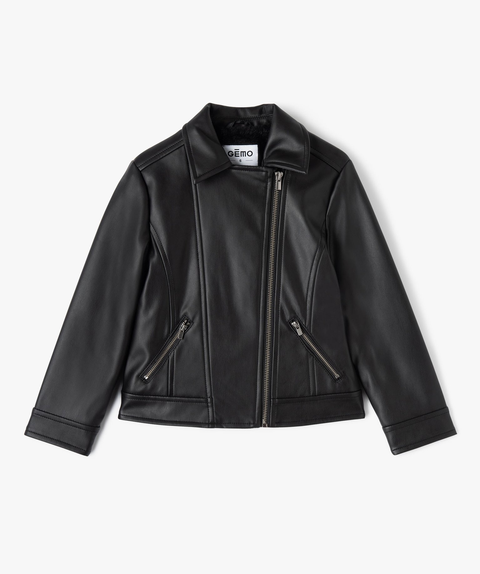 Blouson zippé look rock à doublure duveteuse fille noir | GEMO