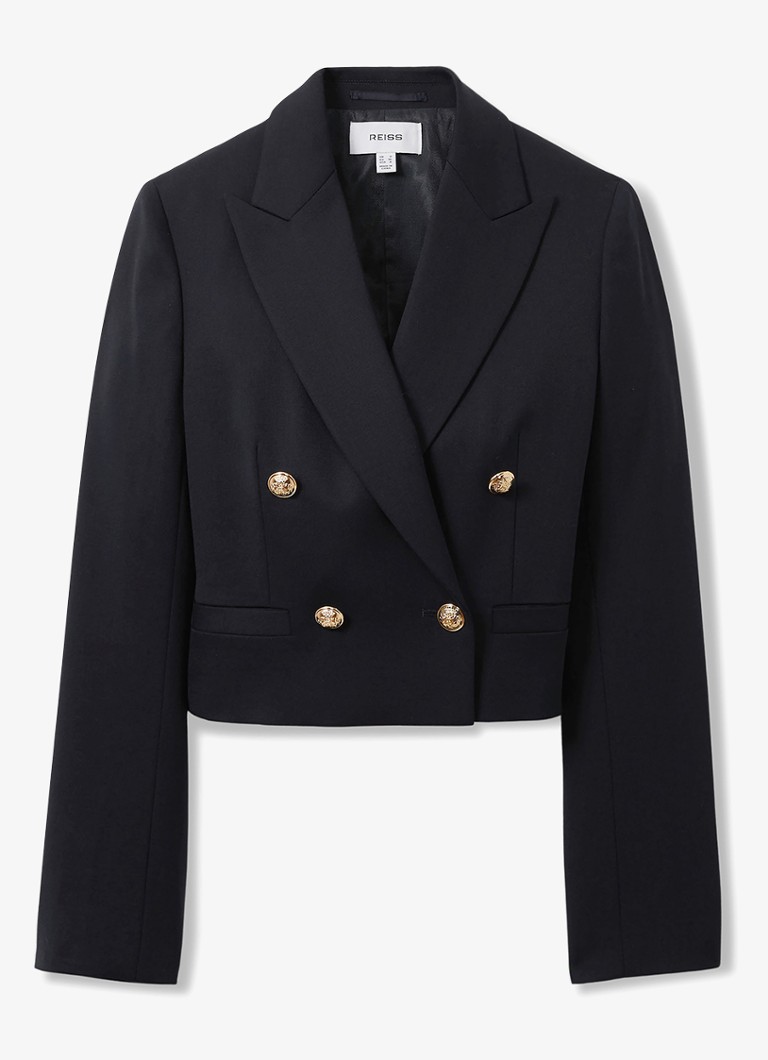 Reiss  Leigh cropped double-breasted blazer in wolblend