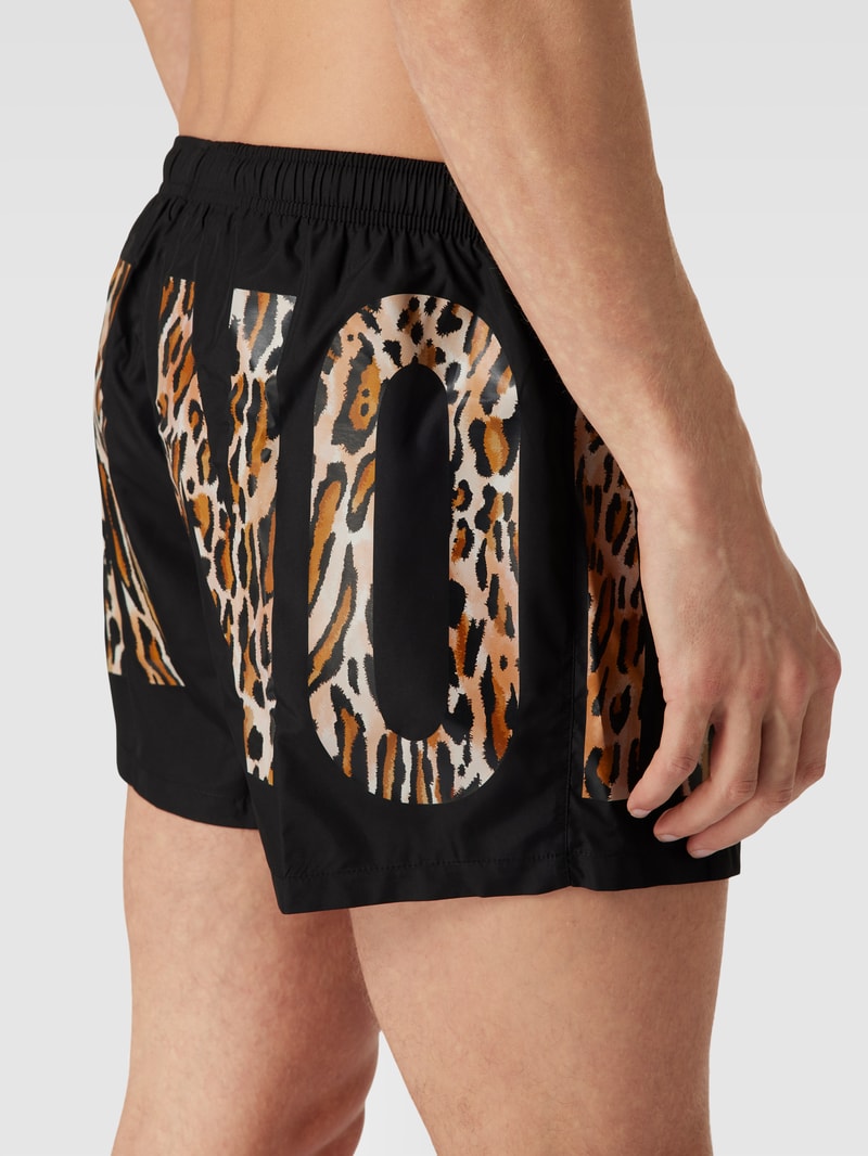 Badehose mit Logo-Print in schwarz