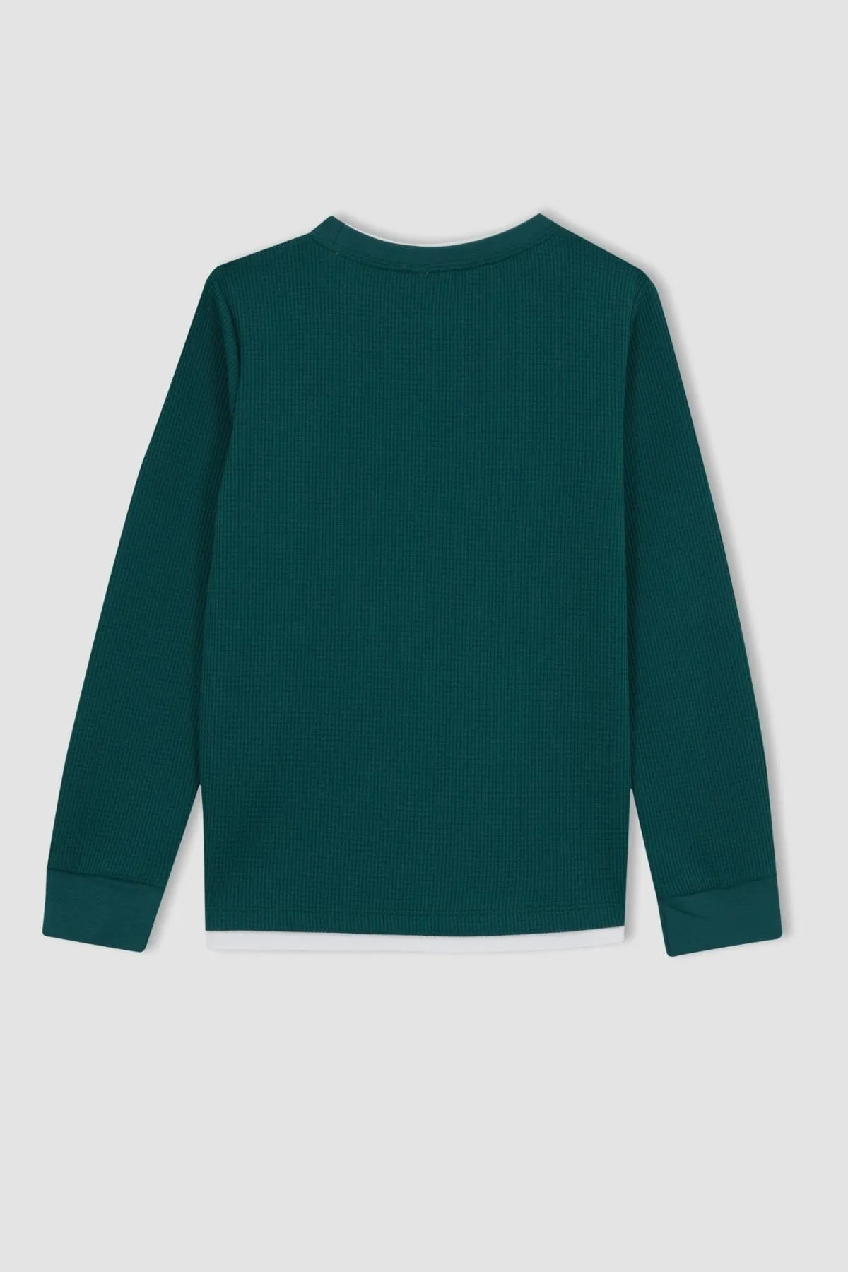 DeFacto  Langärmliges T-Shirt mit Rundhalsausschnitt und Waffelmuster für Jungen in normaler Passform