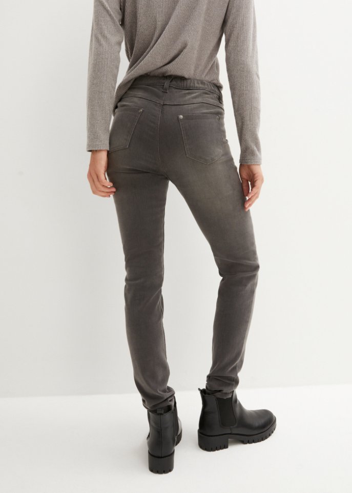 High-Waist-Stretch Thermojeans mit Fleece-Futter und streckenden Nähten