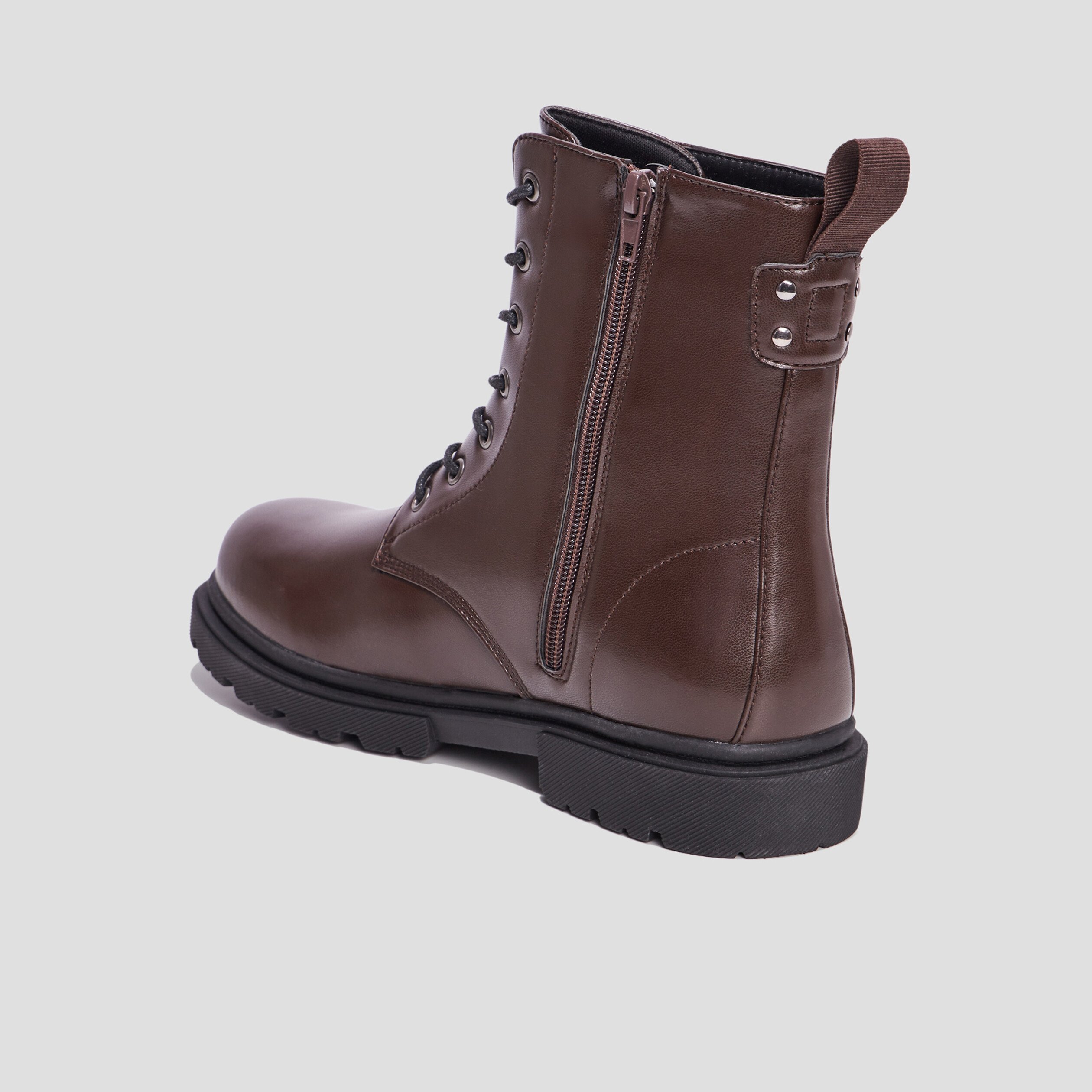 Bottines zippées à lacets bordeaux femme | La Halle
