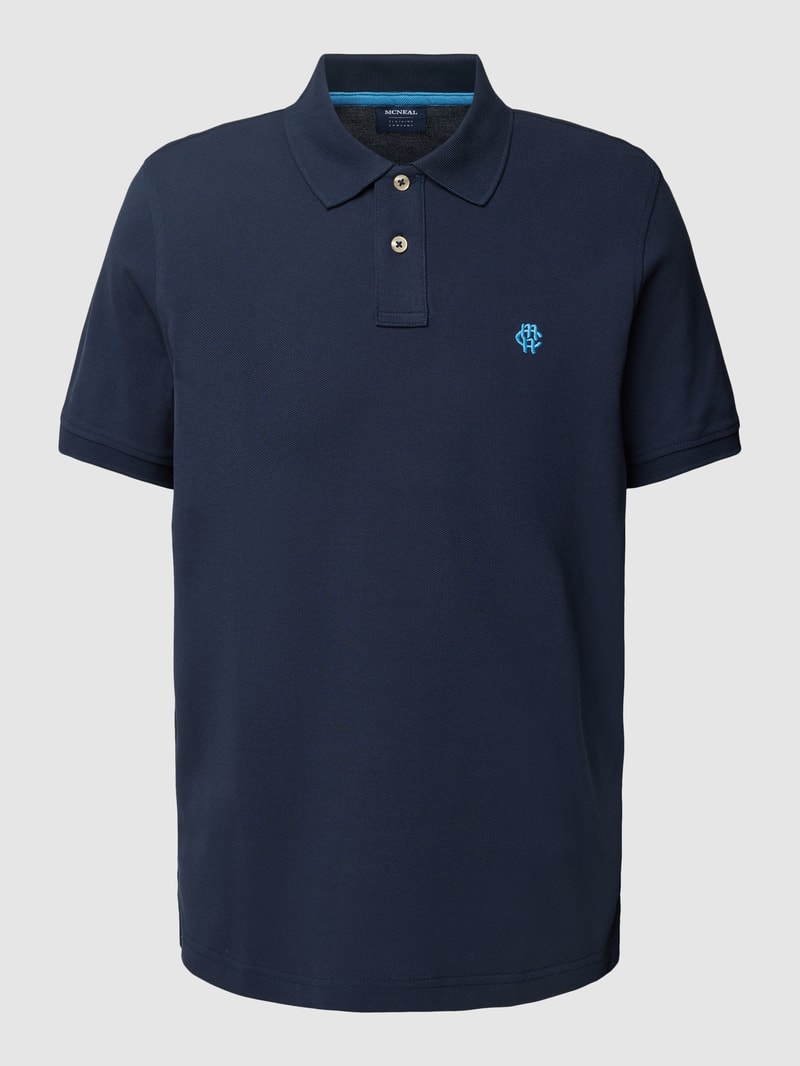 Poloshirt mit Label-Stitching in dunkelblau