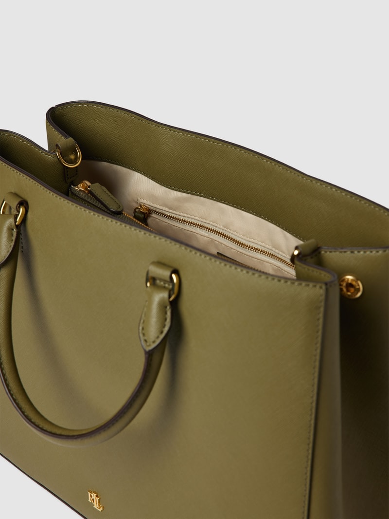 Satchel mit Label-Applikation in olivgrün