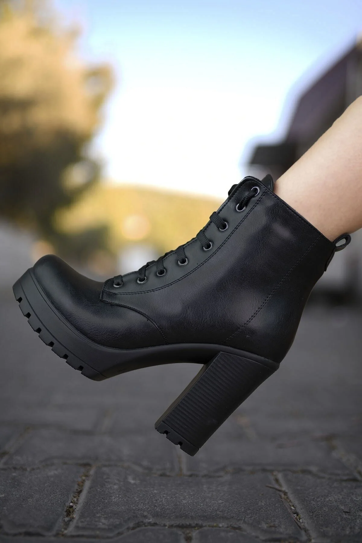 Riccon  Hautschwarze Damen-Stiefel mit hohem Absatz 0012sp01