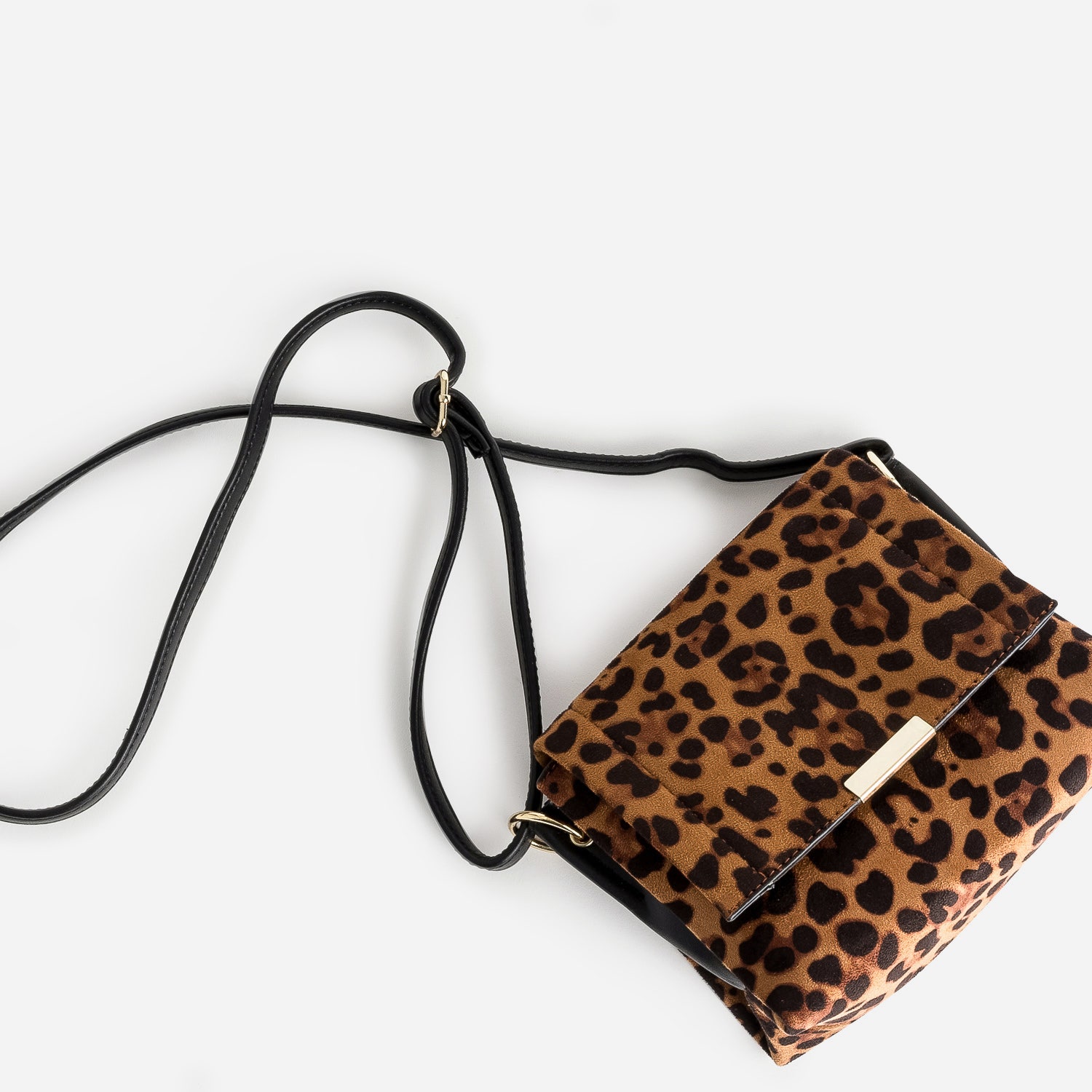 Petit sac à main camel à motif léopard