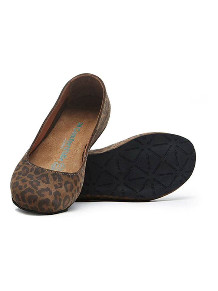 Comfortfusse Leder-Ballerinas in Braun günstig kaufen