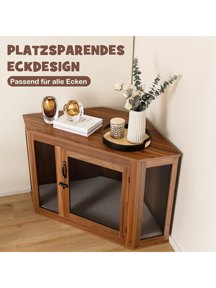 COSTWAY Hundehütte Eckdesign 114x60x68cm in Braun günstig kaufen onesize