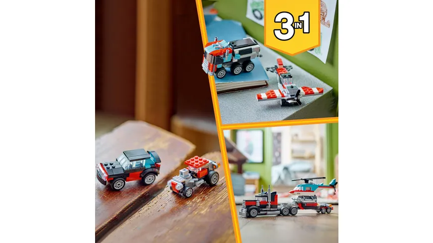 LEGO Creator 3in1 31146 Tieflader mit Hubschrauber