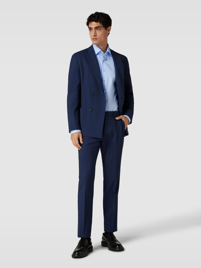 Travel Fit Business-Hemd mit Knopfleiste Modell 'Cutaway' in bleu