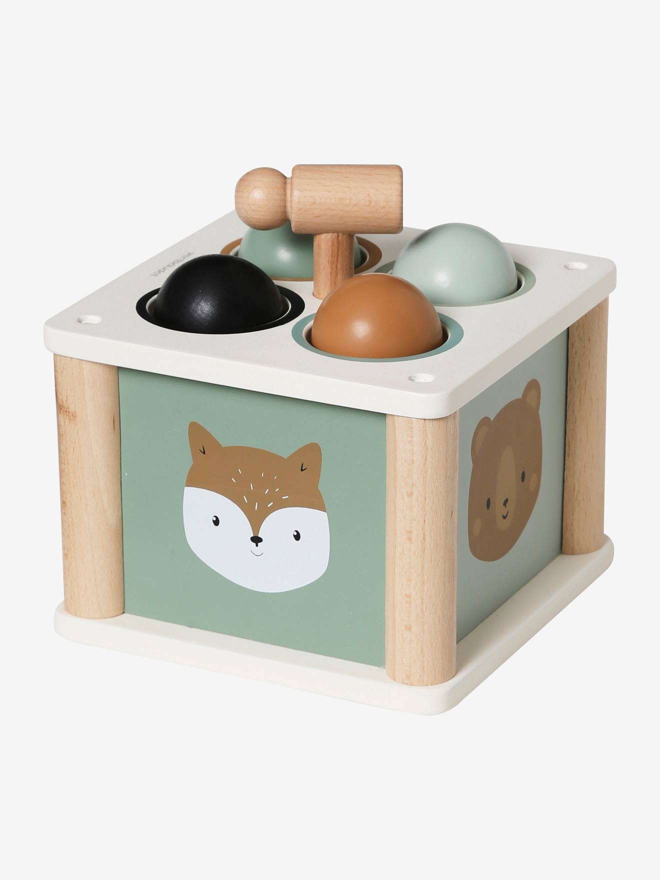 Vertbaudet Baby Hammerspiel GRÜNER WALD, Holz FSC - mehrfarbig/waschbär