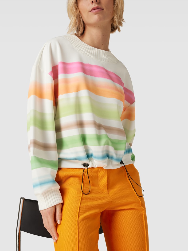 Sweatshirt mit Streifenmuster Modell 'Fara' in offwhite