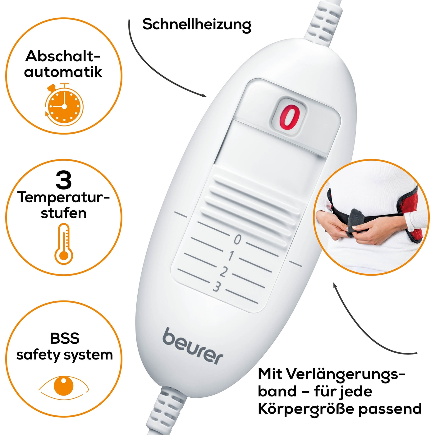 Beurer Heizkissen HK 55 Easyfix-Velours-Heizkissen für Bauch, Rücken & Gelenke mit innovativem Verschluss