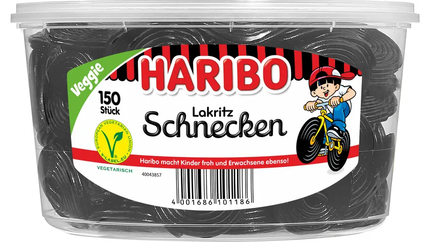 Haribo Lakritz Schnecken Runddose Veggie 1200 g