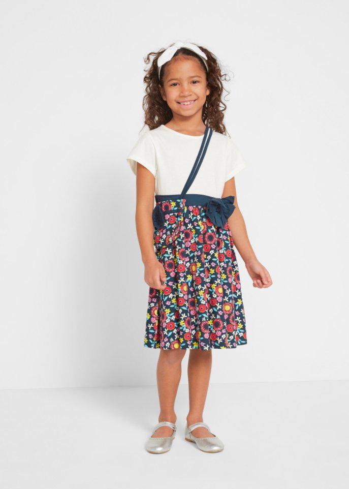 Mädchen Shirtkleid + Tasche (2-tlg. Set) aus Bio-Baumwolle