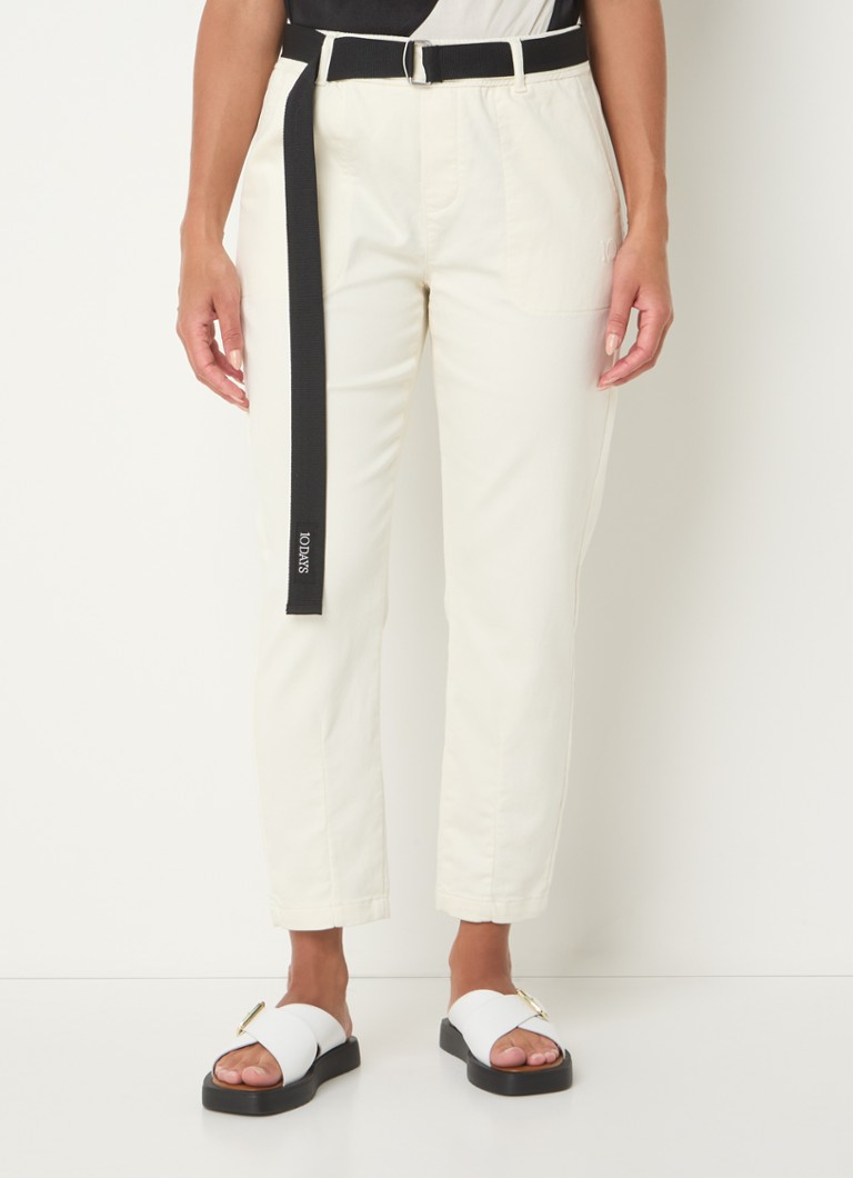 10DAYS High waist tapered fit cropped trousers with belt