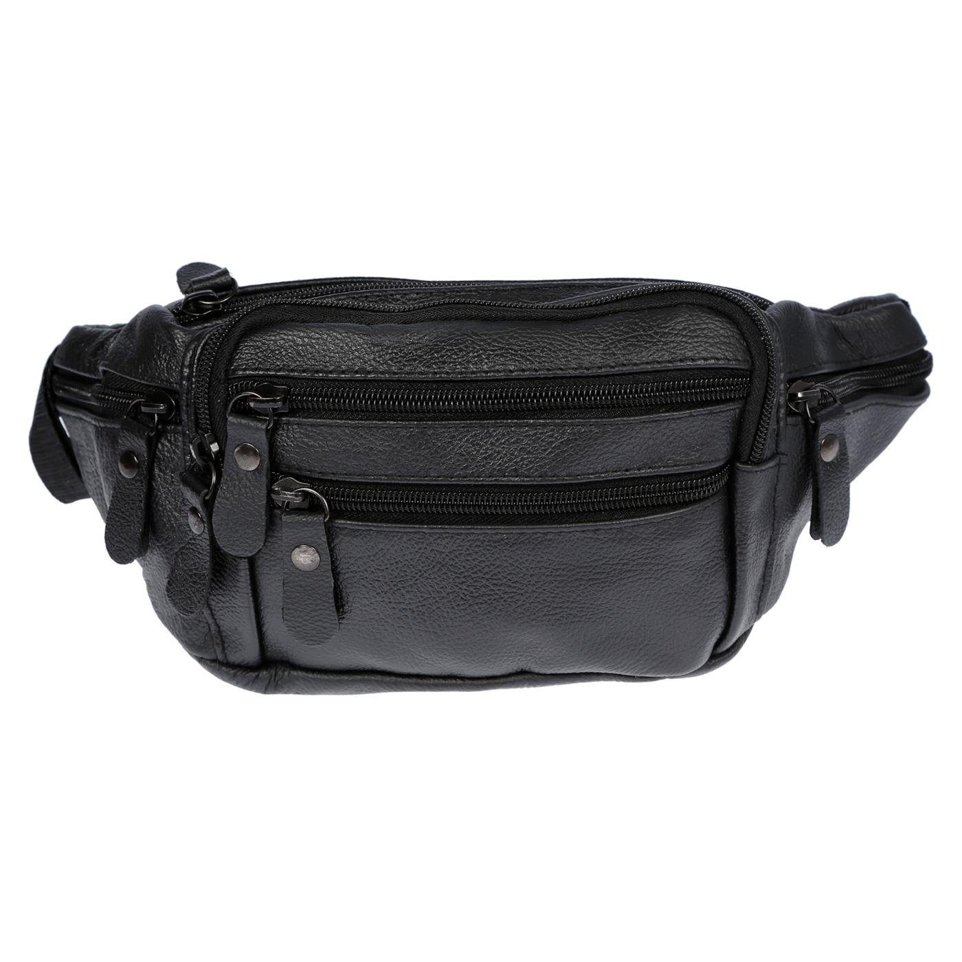 Christian Wippermann Bauchtasche Leder Bauchtasche für Herren Damen Schwarz Braun, Waistbag Hüfttasche Waist Bag