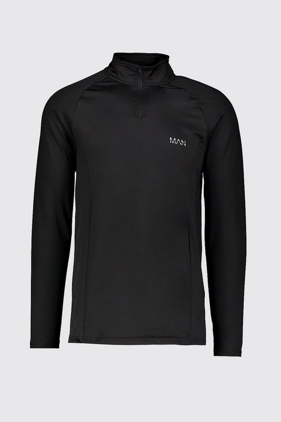 Muscle-Fit Gym Raglan Muscle-Fit Oberteil mit 1/4 Reißverschluss