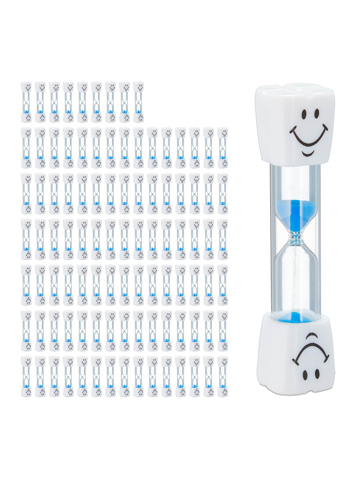relaxdays 100x Sanduhr Zähneputzen in Weiß-Blau günstig kaufen onesize