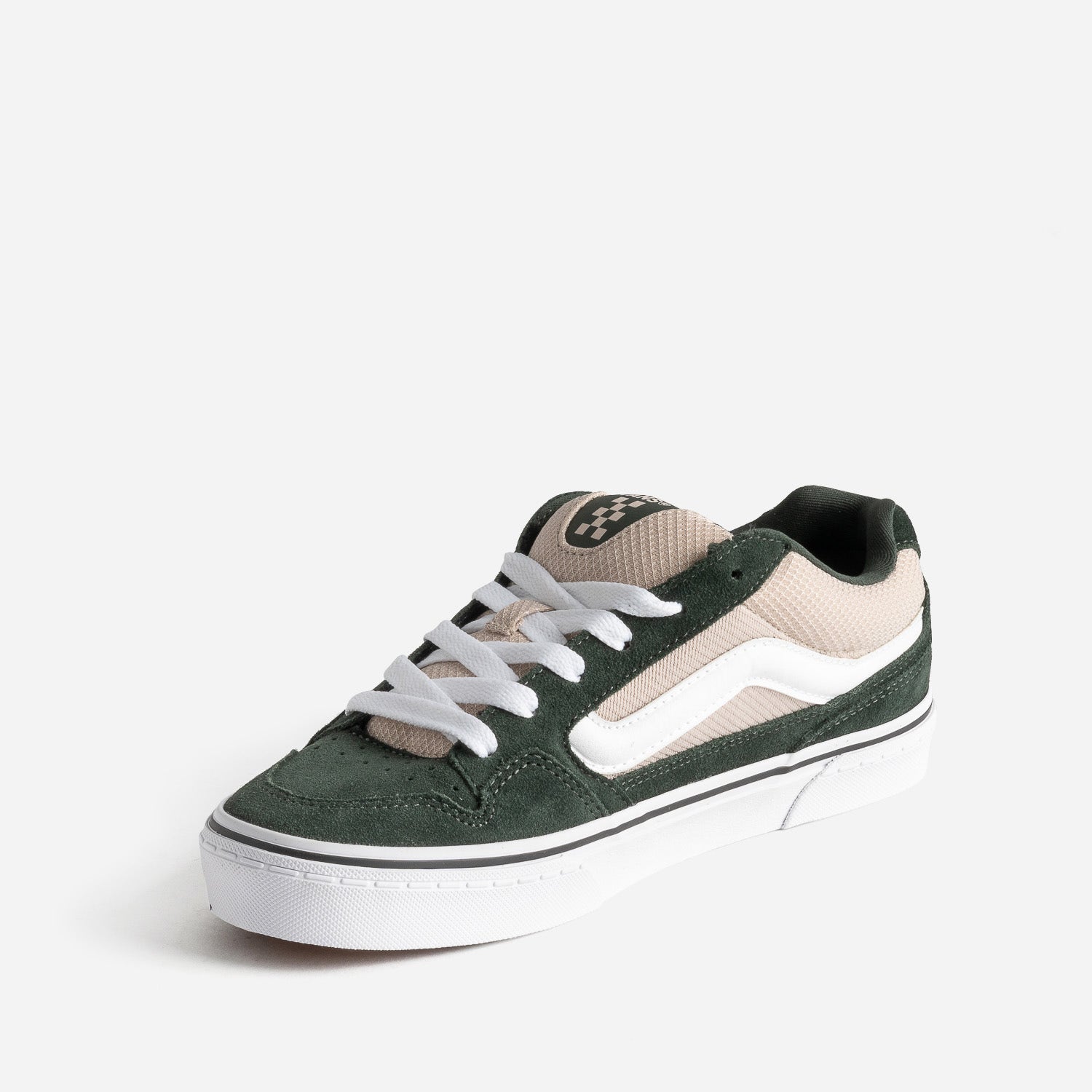 Tennis VANS vert foncé cuir velours mesh beige