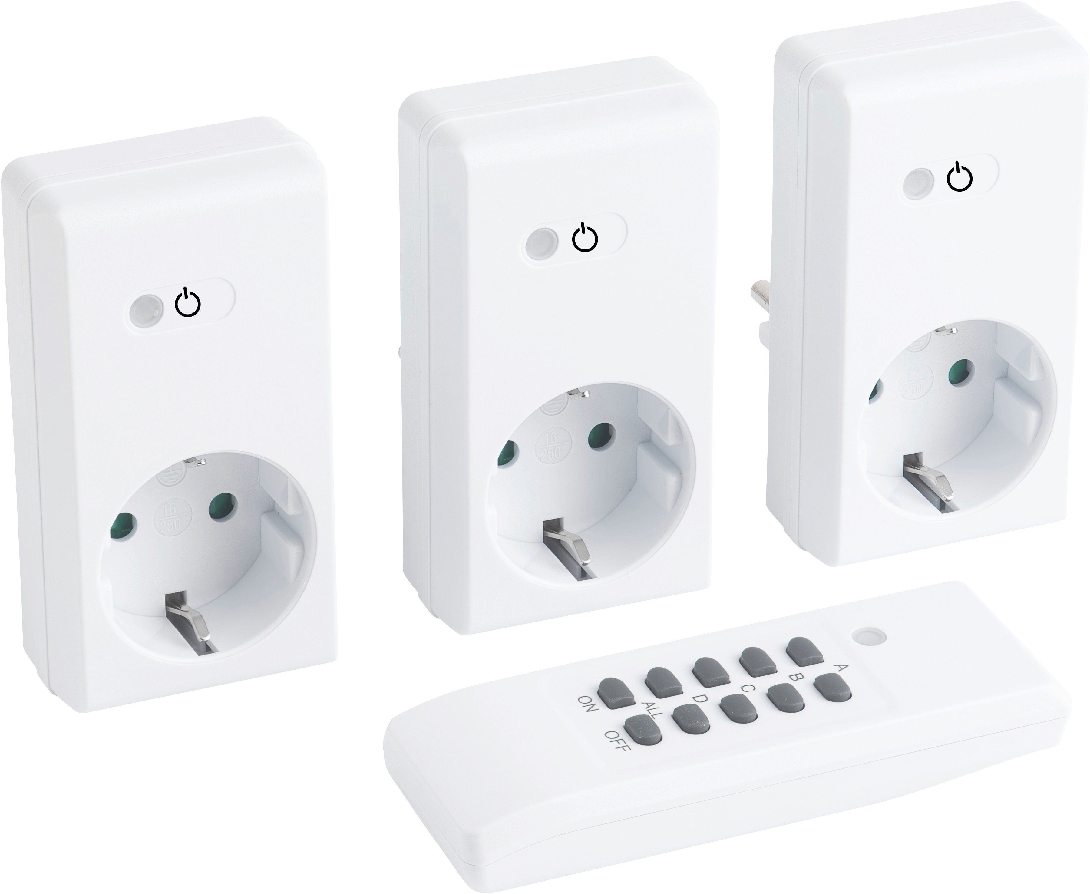 meister Funksteckdose Funkset 3 + 1, max. 1100 W, Set, 3 Stk., inkl. Fernebdienung