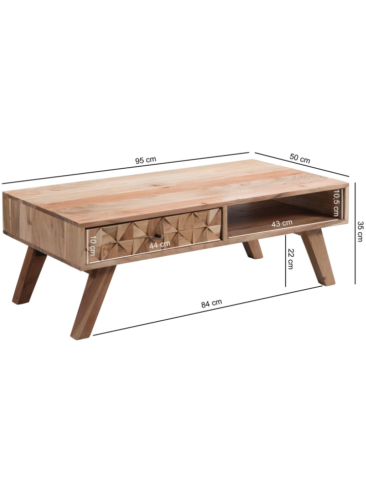 KADIMA DESIGN Couchtisch REWA 95x35x50cm Massivholz Sofatisch, Design günstig kaufen onesize