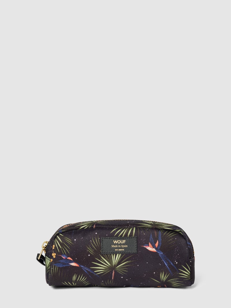 Kosmetiktasche mit Allover-Muster Modell 'Paradise' in marineblau