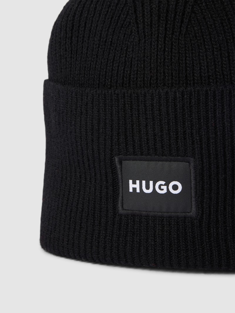 Beanie mit Label-Applikation Modell 'Xaff' in schwarz