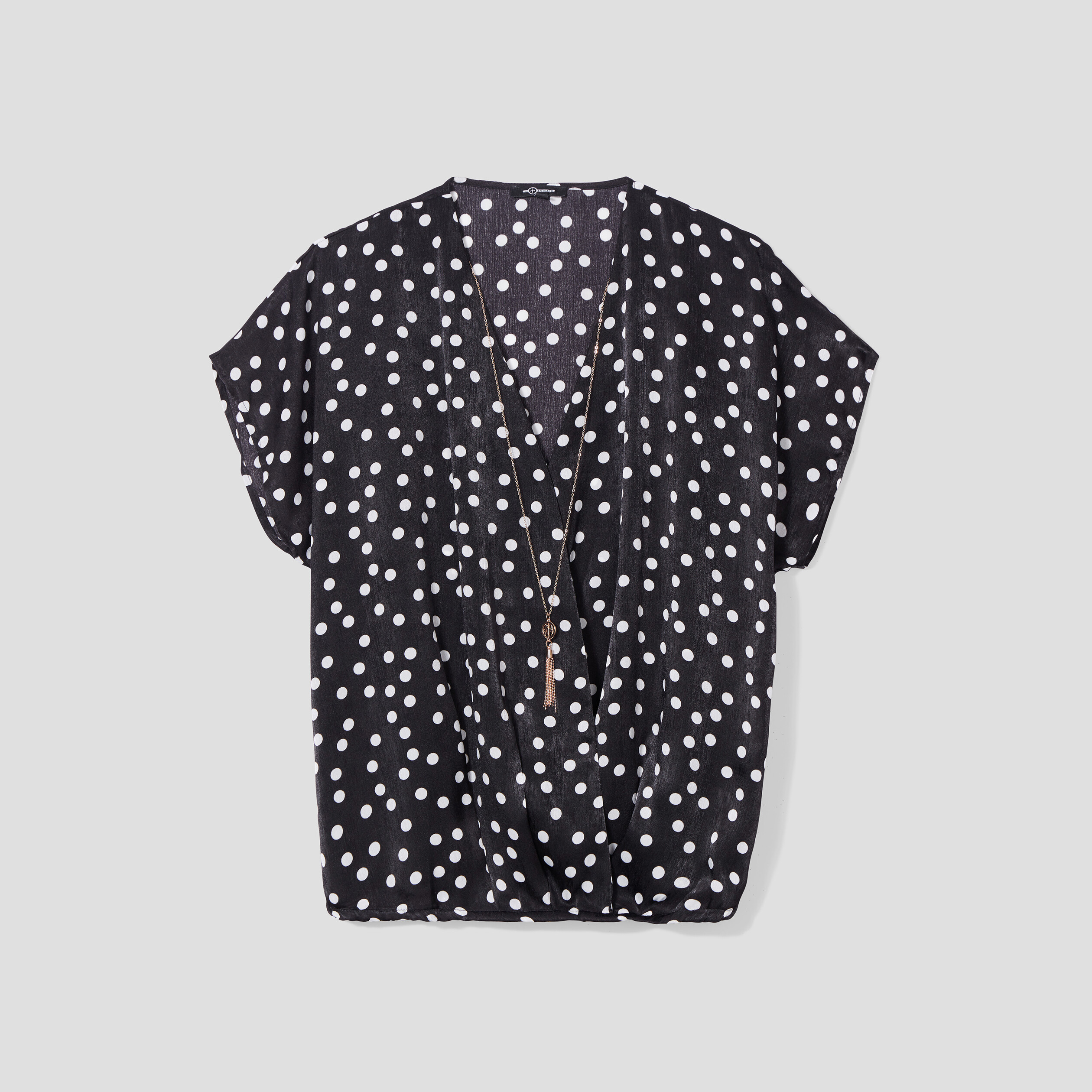 Blouse bijoux col en V manches courtes noir femme | La Halle