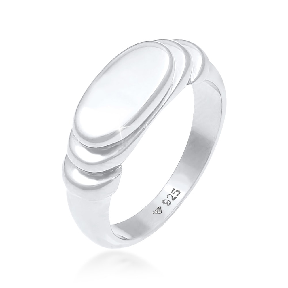 Elli Elli Bague Bague sceau femme polie ovale dégradée en argent massif 925 Bague