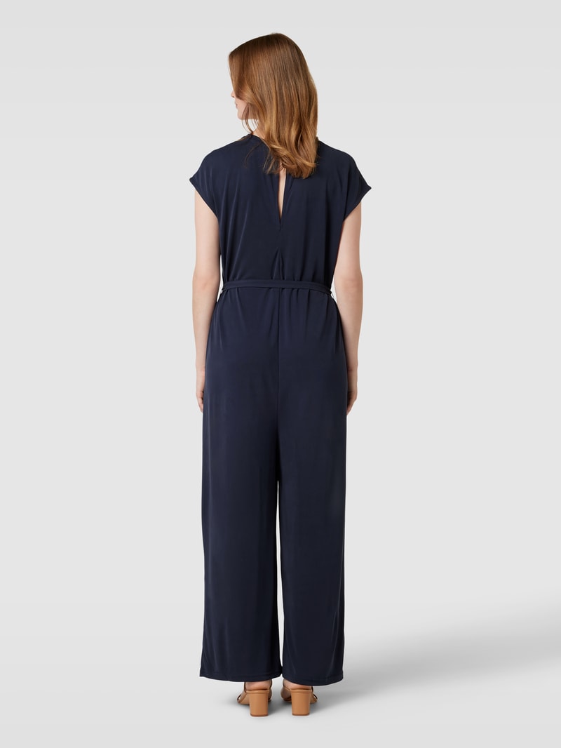 Jumpsuit mit Bindegürtel Modell 'Zenia' in marineblau