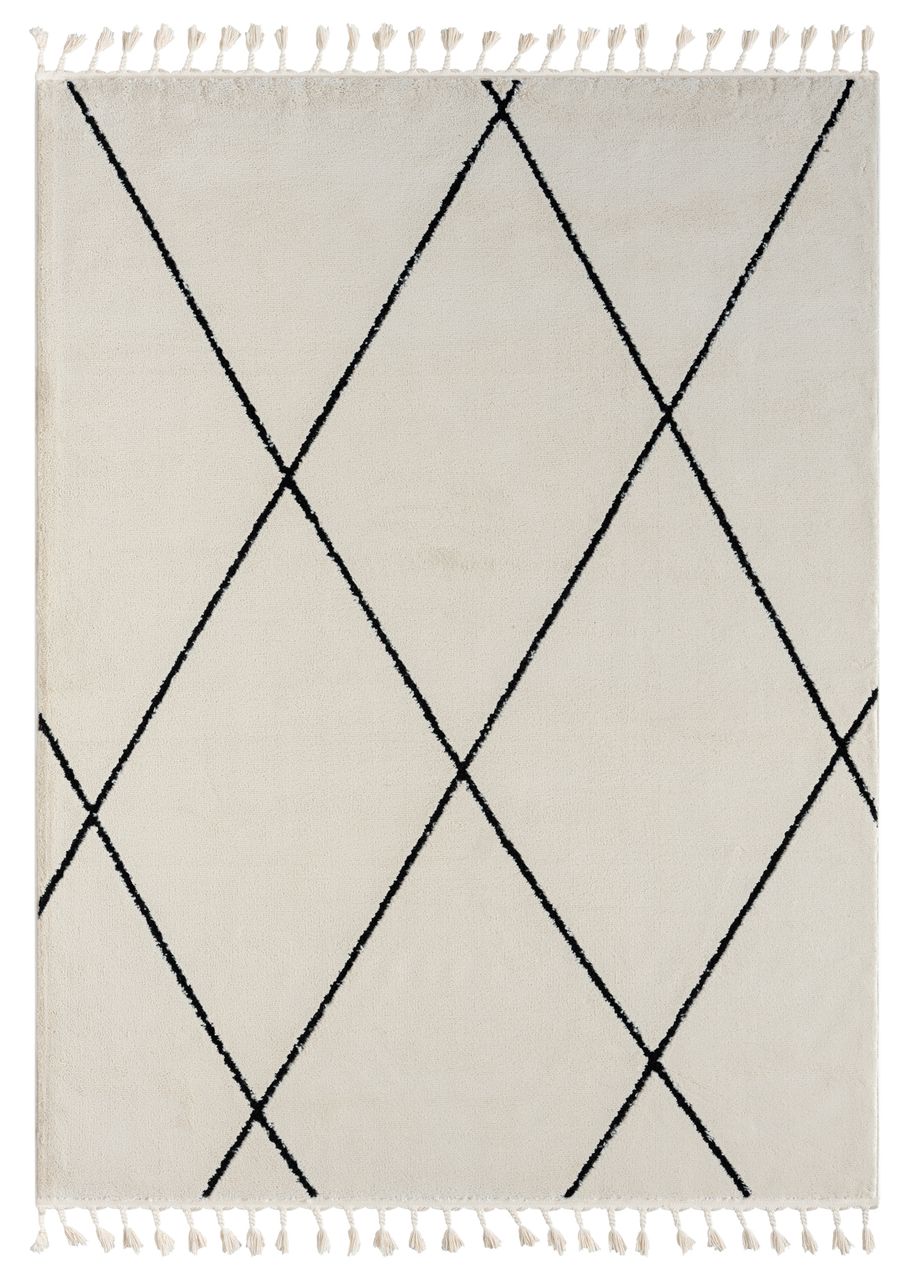 MyFlair Teppich Moroccan Calm, 190 cm x 240 cm, Farbe weiß, rechteckig, Florhöhe 19mm