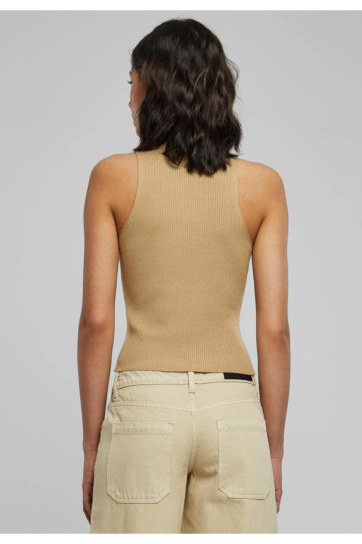 Urban Classics  Damen Kurzes Rippstrick-Rollkragenoberteil für Damen