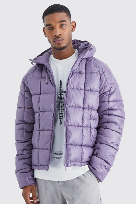 Tall kastige Steppjacke mit Kapuze