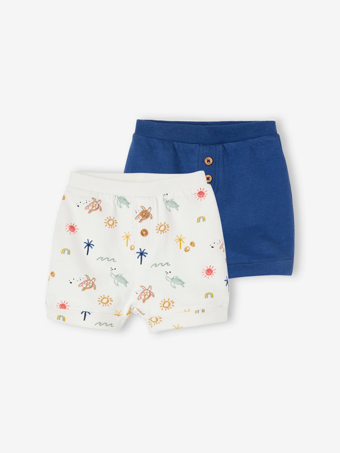 Vertbaudet 2er-Pack Baby Shorts - königsblau