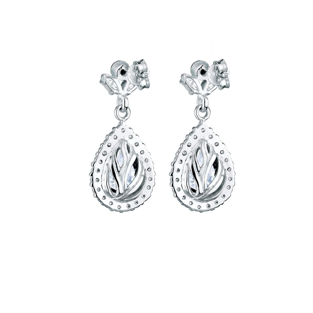 Elli Elli Boucles d'Oreilles Tige Cristaux de Zircone  Femme  (925/1000) Argent Boucles d'oreilles