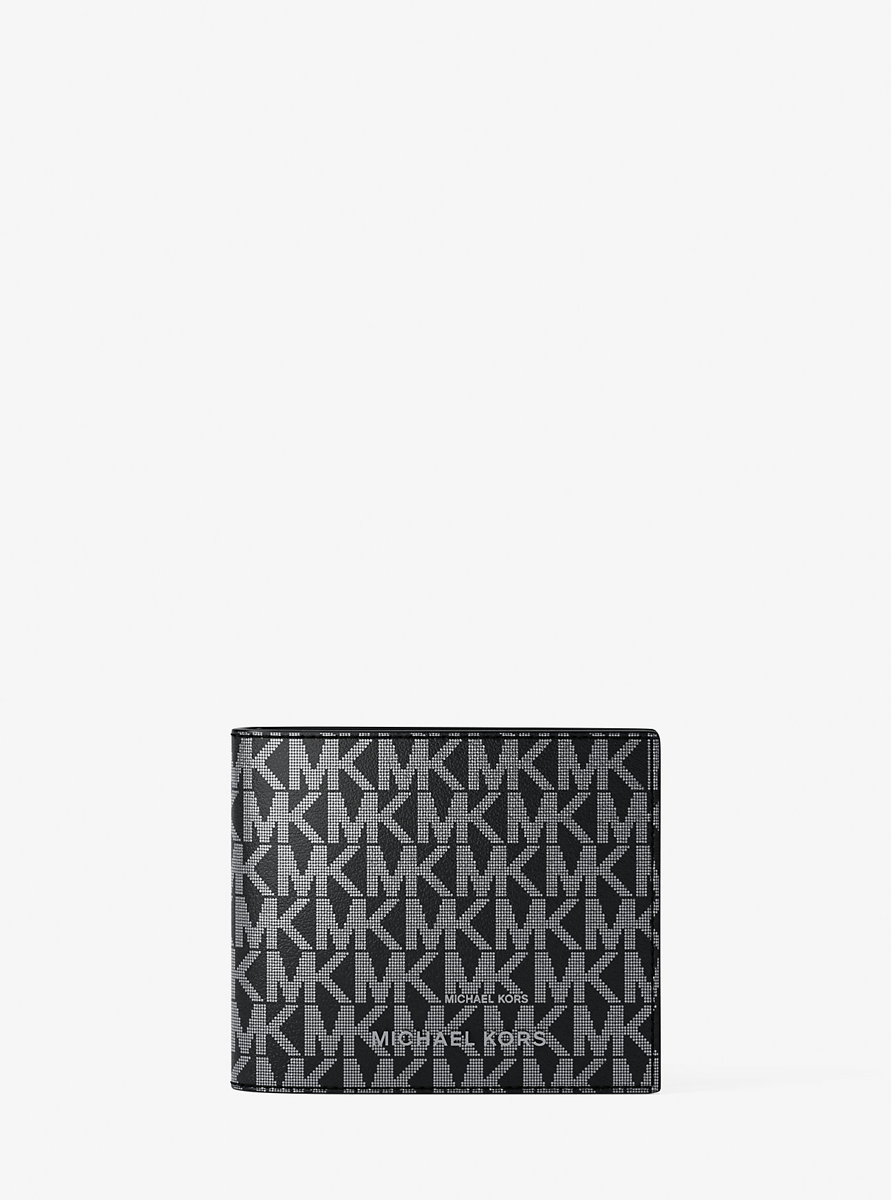 Hudson Metallic Signature Logo Billfold Wallet With Passcase - BLACK