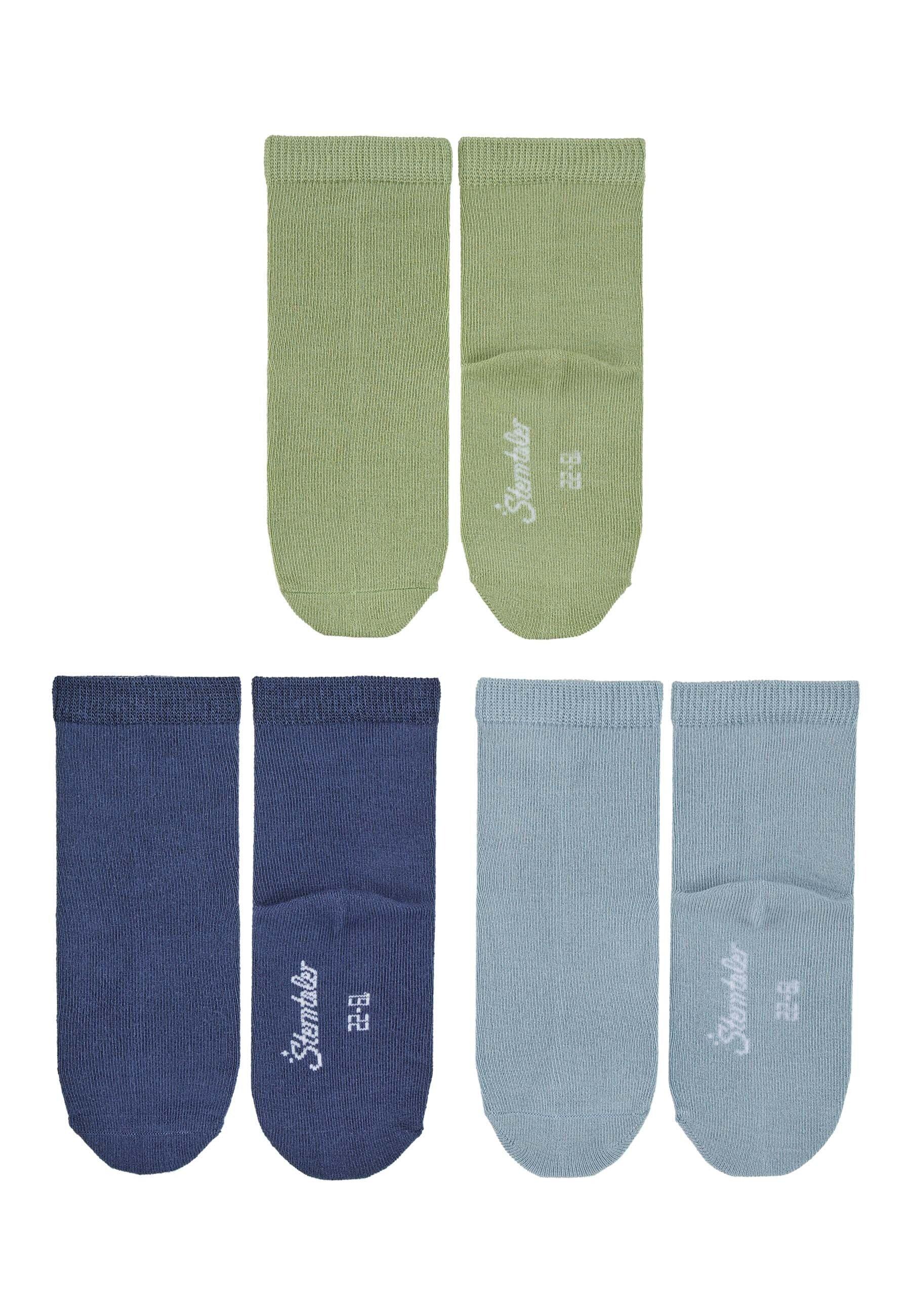 Socken 3er-Pack uni Bambus, verschiedene Farben