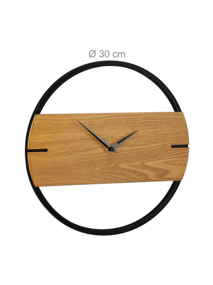 relaxdays Wanduhr in Braun/ Schwarz - Ø 30 cm günstig kaufen onesize