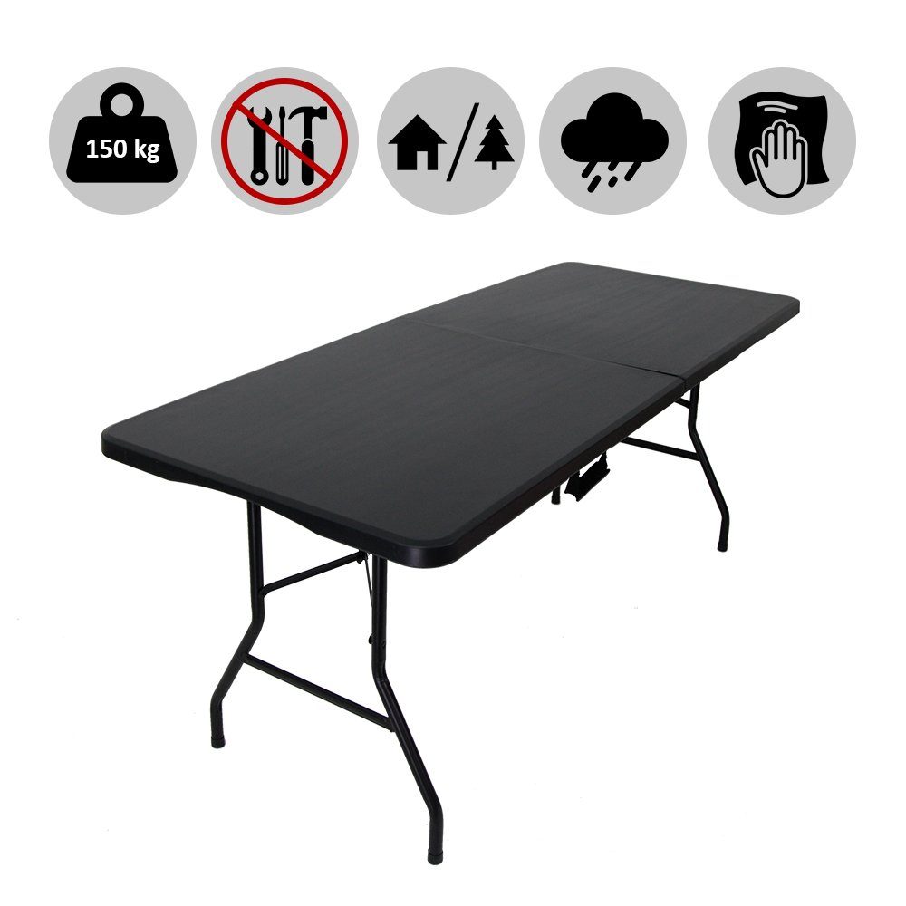 CHEFGASTRO® Klapptisch Klappbarer mobiler Buffettisch für Terrasse Balkon Garten Weiß/Schwarz