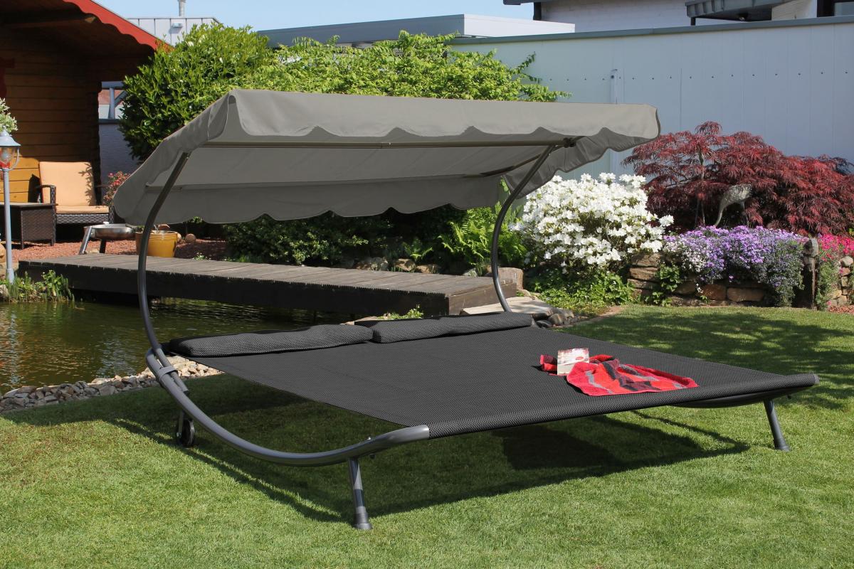 Solax Sunshine LECO Doppel-Gartenliege inkl. Kissen, Anthrazit