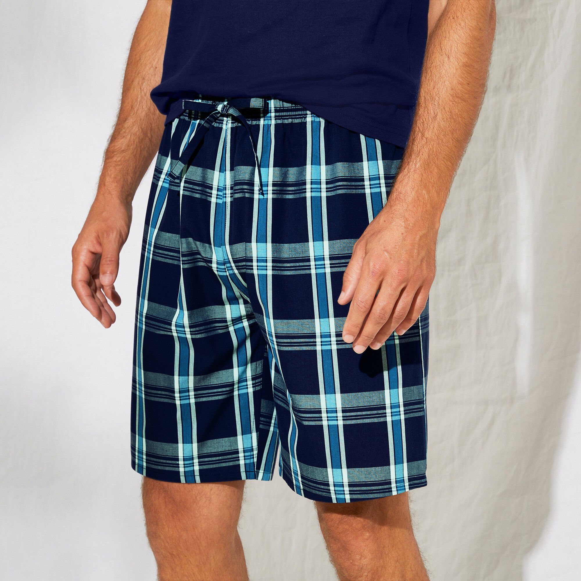 Short pyjama uni + carreaux