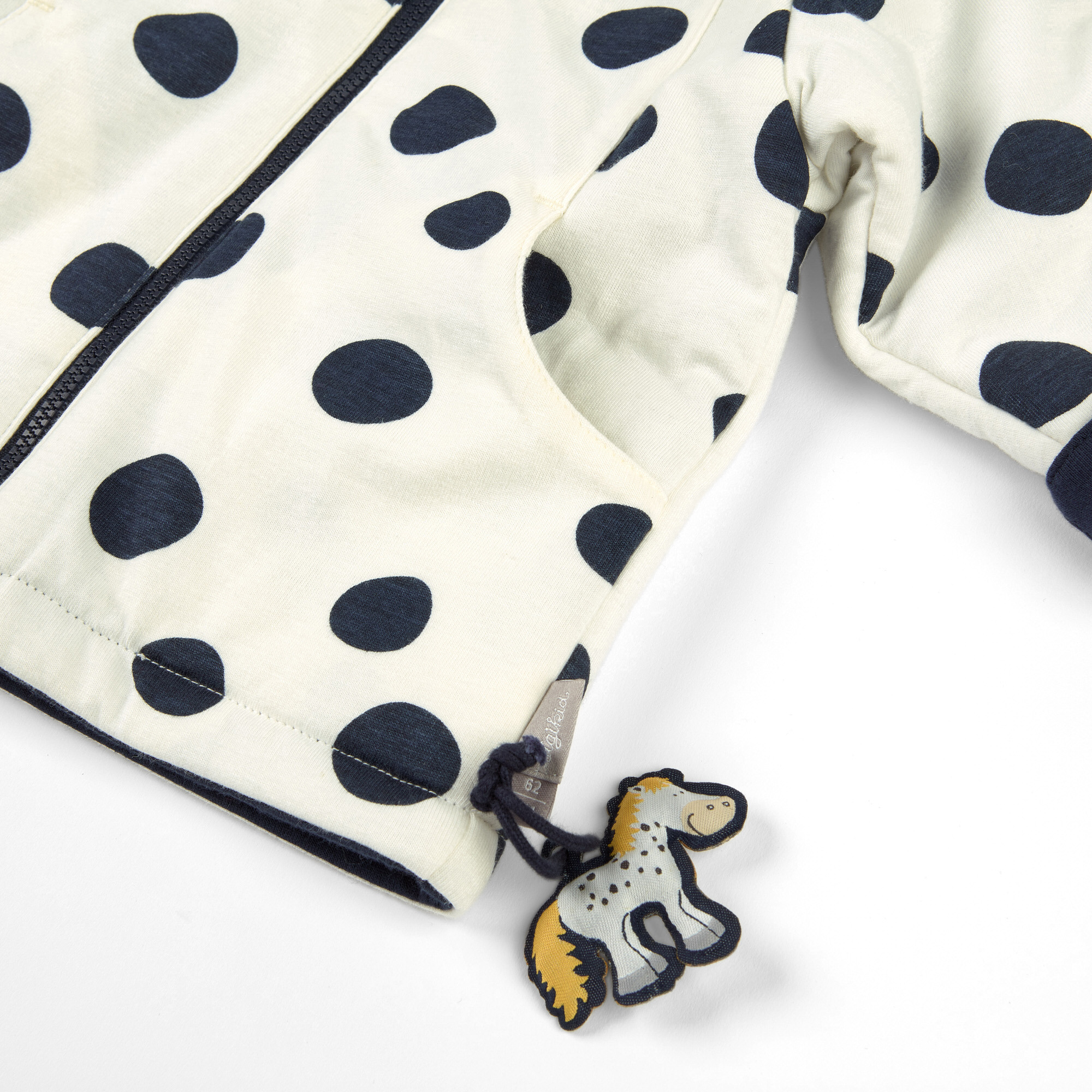 Wattierte Baby Wendejacke Tupfen Pony, dunkelblau oder w
