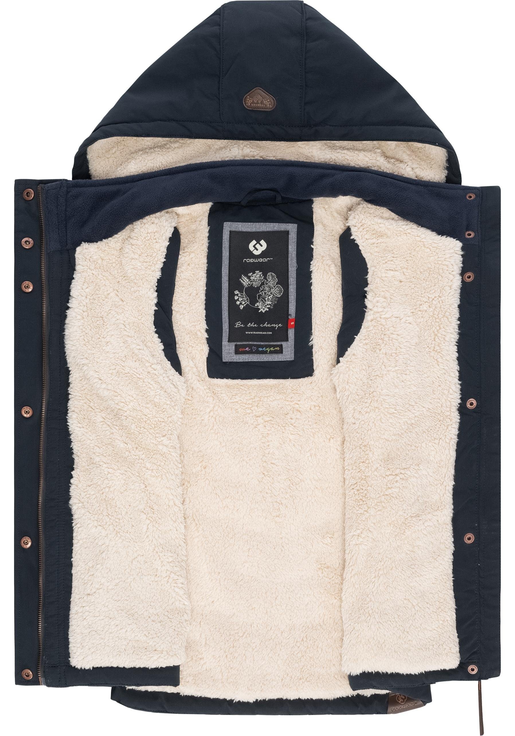 Ragwear Steppweste Hesty stylische Outdoor-Weste mit abnehmbarer Kapuze